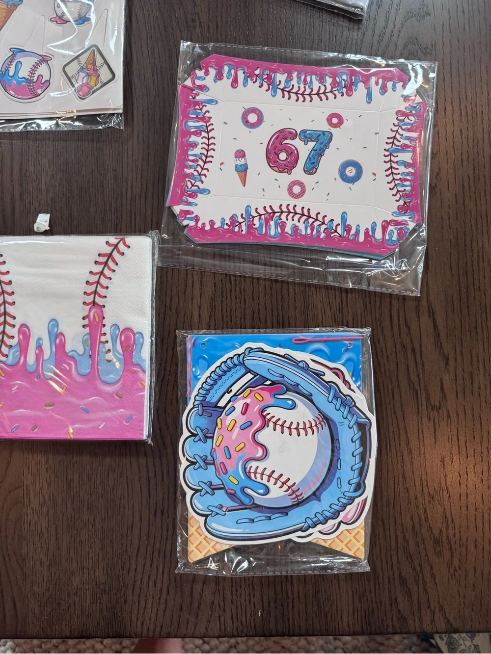 Baseball 67 Party Supplies Set - Pink Drip Theme